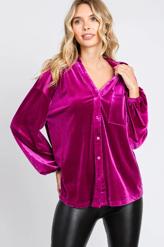 plus size nursing bras for breastfeeding momsMagenta Velvet Button Fron Collared Blouse plus size nursing bras for breastfeeding momsMagenta Velvet Button Fron Collared Blouse