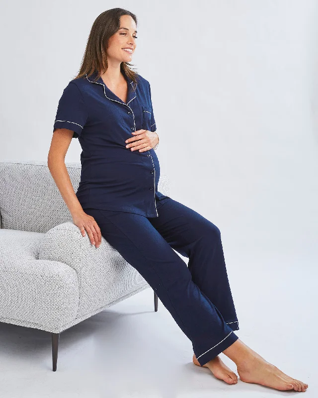 plunge t - shirt bras for a sleek appearanceMaternity and Nursing Button Front Pajama Set in Navy plunge t - shirt bras for a sleek appearanceMaternity and Nursing Button Front Pajama Set in Navy