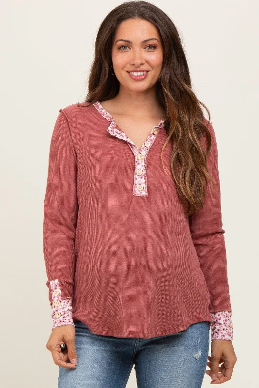 plus size convertible bras for flexibilityMauve Floral Accent Maternity Henley Top