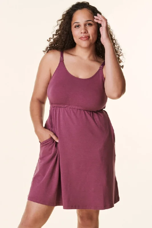 plunge wireless bras for a natural lookPlum Bravado Drop Front Nursing Dress