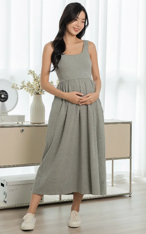 Rosalie Nursing Dress in Grey