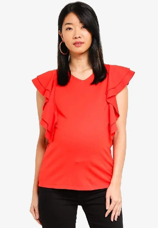 Ruffles Sleeves Crissy Coral Nursing Top