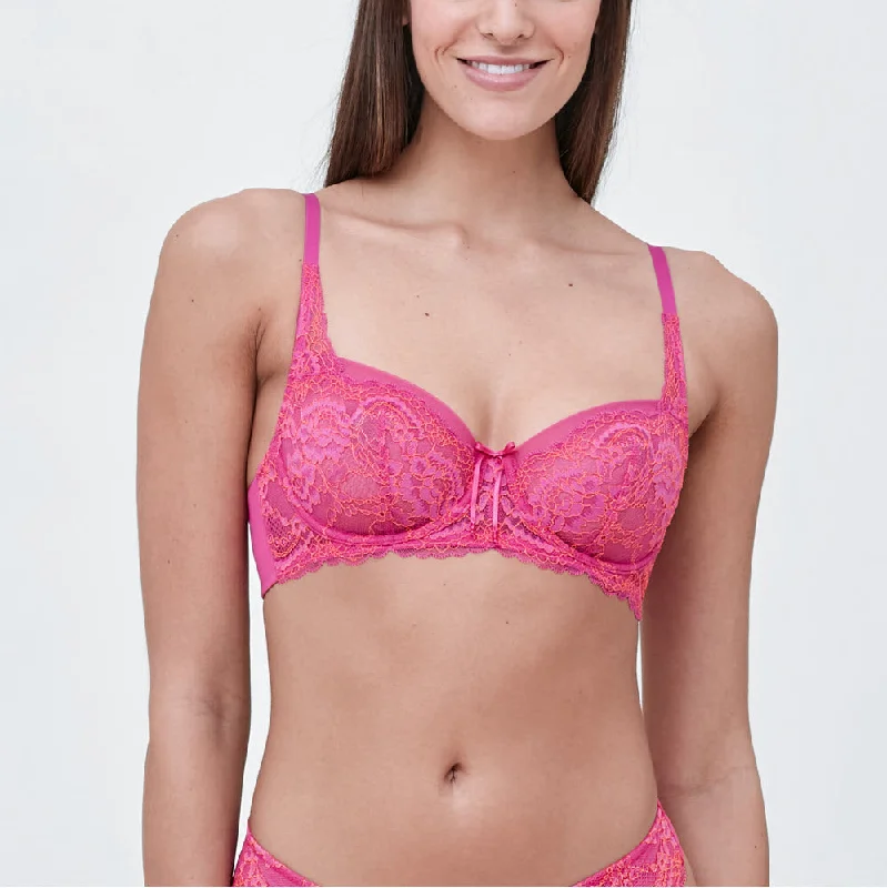 Skarlett Blue Minx Magnolia Summer Coral Unlined Lace Bra 1733100