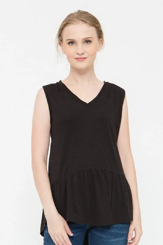 padded bras for added volumeCaly Ruffled Hem Nursing Top Black