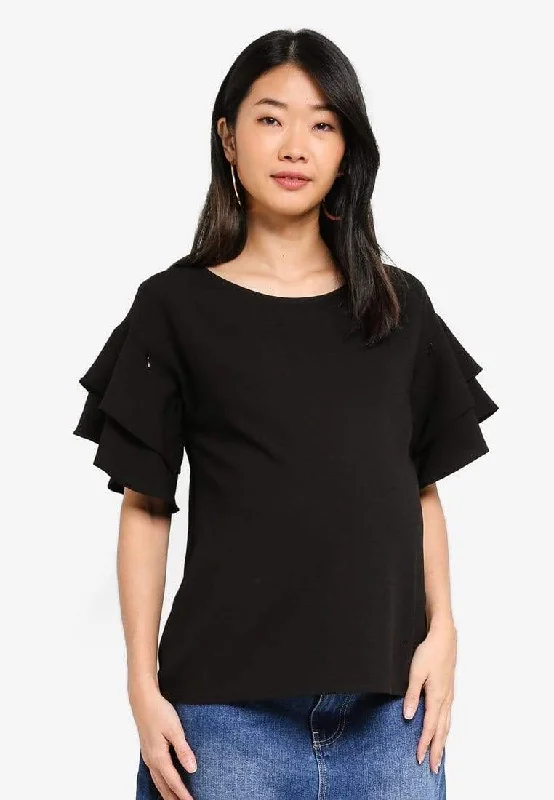 bralette bras for a trendy and comfortable styleTier Flounce Sleeves Cicilia Nursing Top Black bralette bras for a trendy and comfortable styleTier Flounce Sleeves Cicilia Nursing Top Black