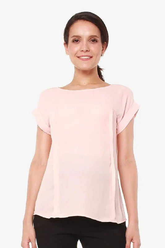 wireless bras for a natural feelWoven Short Sleeve Clarisa Back Bow Nursing Top Dusty Pink wireless bras for a natural feelWoven Short Sleeve Clarisa Back Bow Nursing Top Dusty Pink
