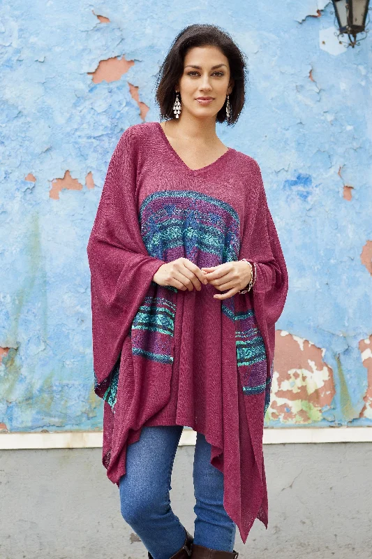 button down women cardigan with vintage buttonsAndean Charm Cotton Blend Poncho in Cerise and Blue from Peru button down women cardigan with vintage buttonsAndean Charm Cotton Blend Poncho in Cerise and Blue from Peru