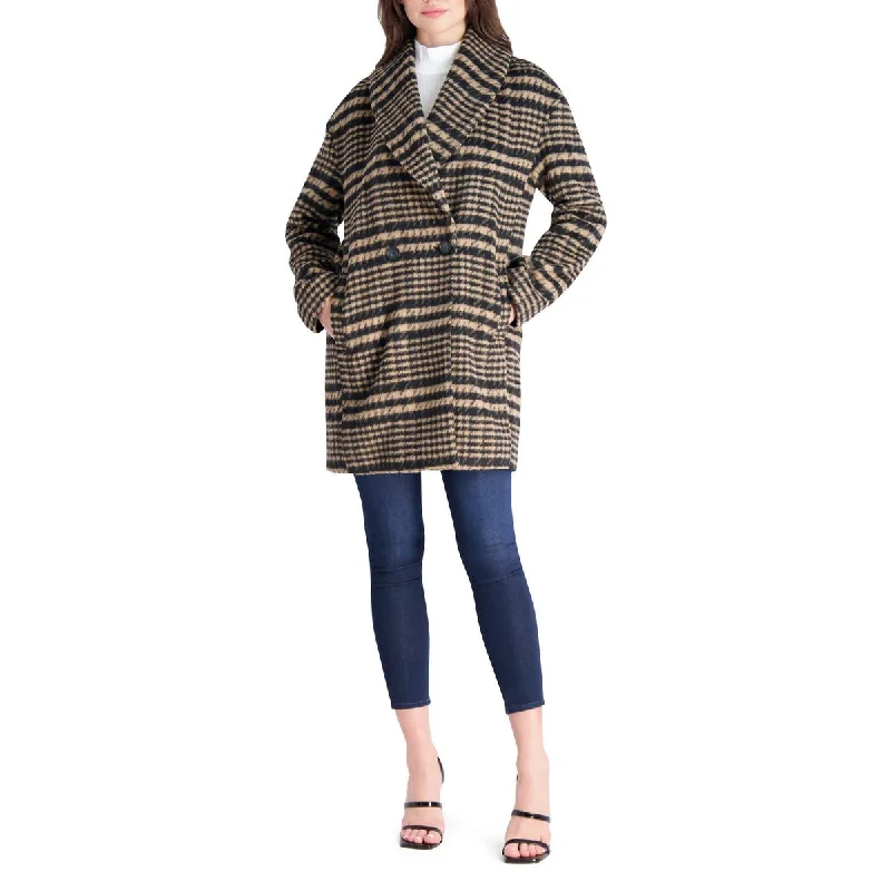 Women's overalls for a casual day outWomens Brushed Faux Wool Plaid Overcoat