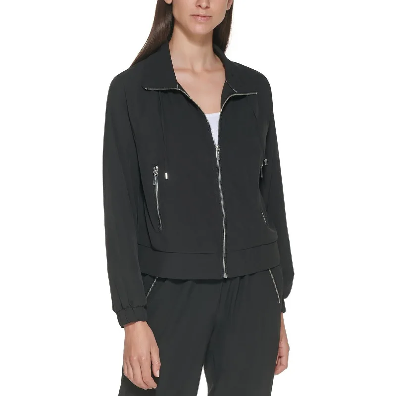 Women's overalls with a wide - leg silhouetteWomens Stretch Zipper Overcoat