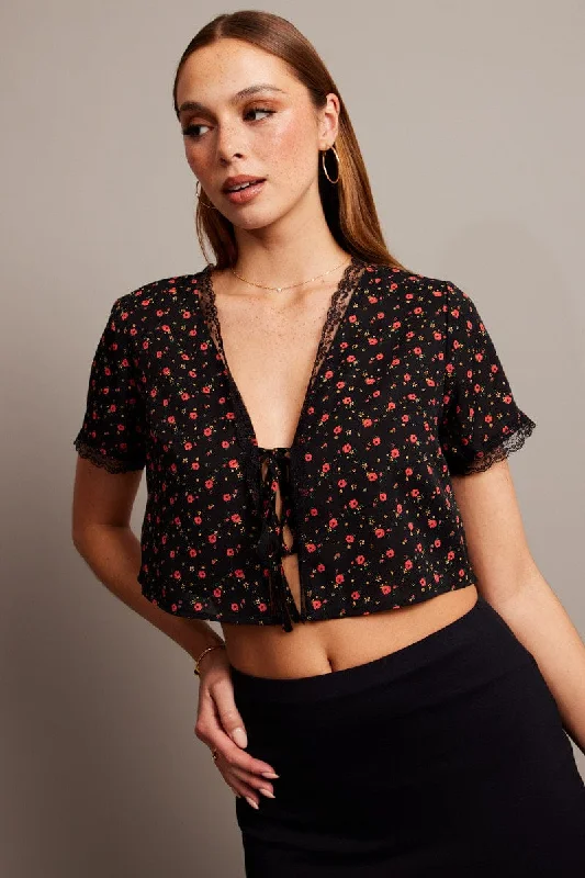 cashmere blend women cardigan for a luxurious feelBlack Ditsy Tie Cardigan Short Sleeve cashmere blend women cardigan for a luxurious feelBlack Ditsy Tie Cardigan Short Sleeve