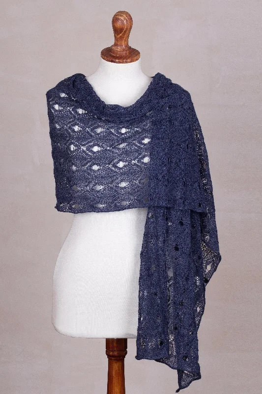 hooded women cardigan for added warmth and styleBreezy Skies in Blue 100% Alpaca Crocheted Shawl in Blue from Peru hooded women cardigan for added warmth and styleBreezy Skies in Blue 100% Alpaca Crocheted Shawl in Blue from Peru