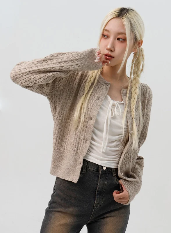 maternity women cardigan for expecting momsCable Knit Round Neck Cardigan IS311
