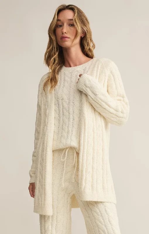 hand knitted women cardigan with artisanal charmCate Cable Knit Cardigan