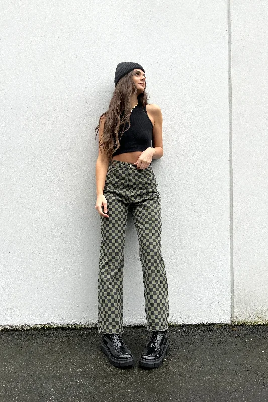 cropped women cardigan to pair with high - waisted jeansCHECKERED JEANS