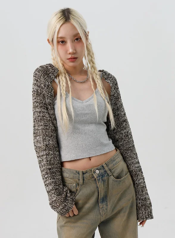 cable knit women cardigan with intricate patternsChic Bolero Knit IS307
