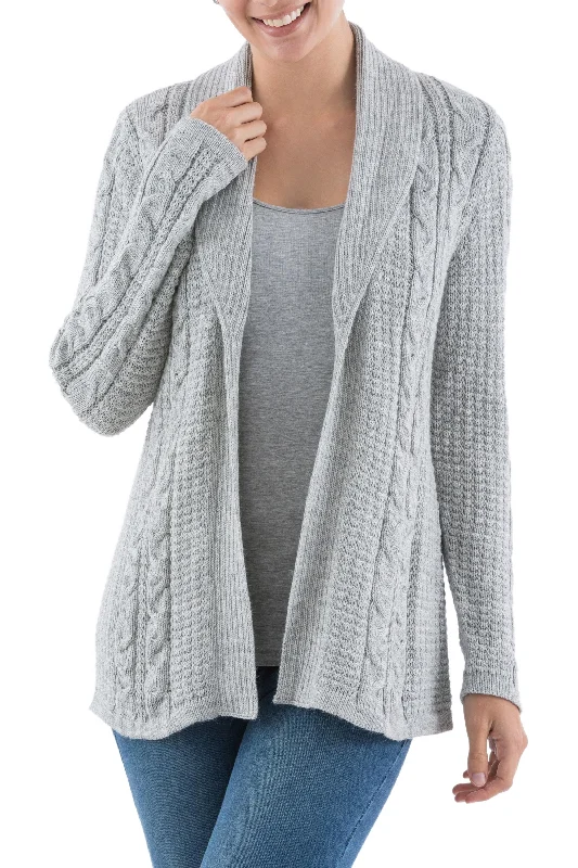 lightweight women cardigan for spring and fallClassic Chic Versatile Light Grey Cardigan in Soft Alpaca Blend from Peru lightweight women cardigan for spring and fallClassic Chic Versatile Light Grey Cardigan in Soft Alpaca Blend from Peru