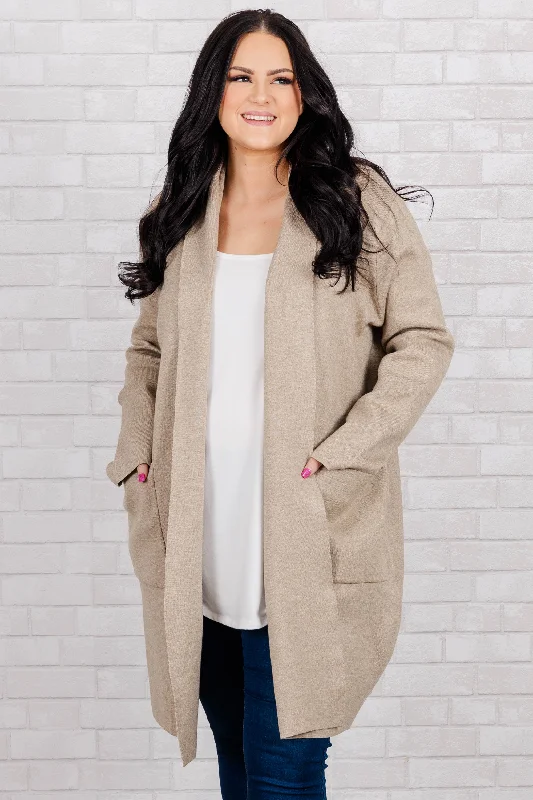 organic cotton women cardigan for an eco - friendly choiceCome Talk To Me Cardigan, Oatmeal organic cotton women cardigan for an eco - friendly choiceCome Talk To Me Cardigan, Oatmeal
