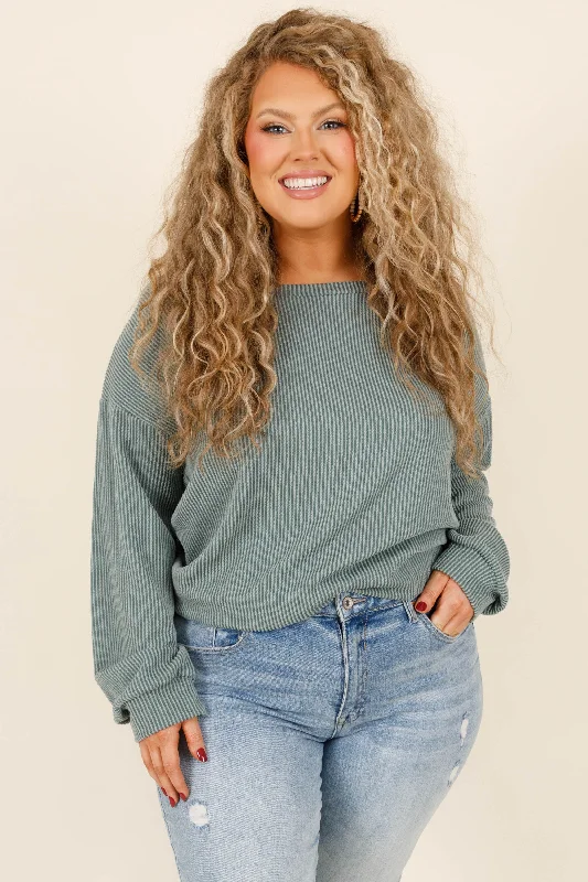 cable knit women cardigan with intricate patternsEasy Breezy Basic Top, Olive