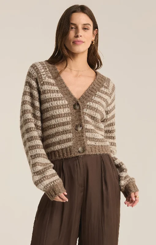 Este Metallic Stripe Cardigan