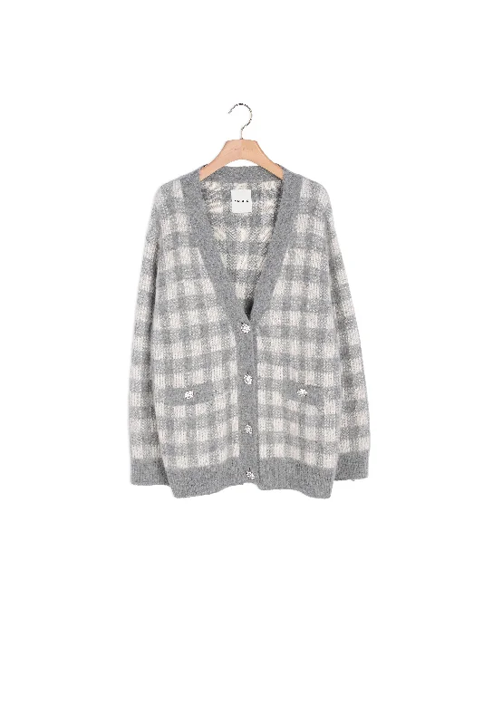 lightweight women cardigan for spring and fallCardigan jacquard carreaux