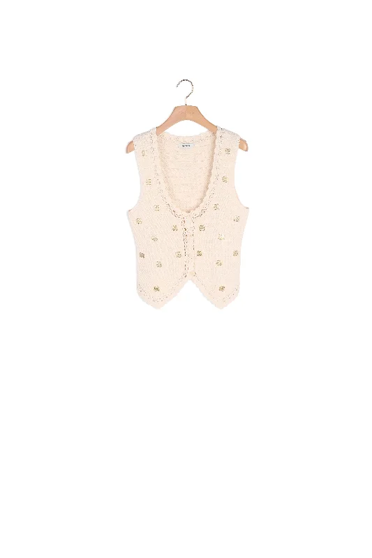 hand knitted women cardigan with artisanal charmTop en crochet