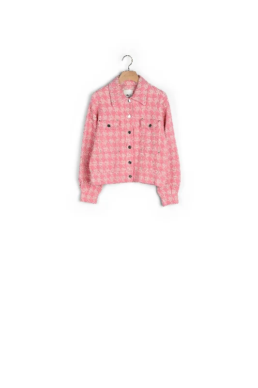 ribbed women cardigan with a classic textureVeste pied de poule