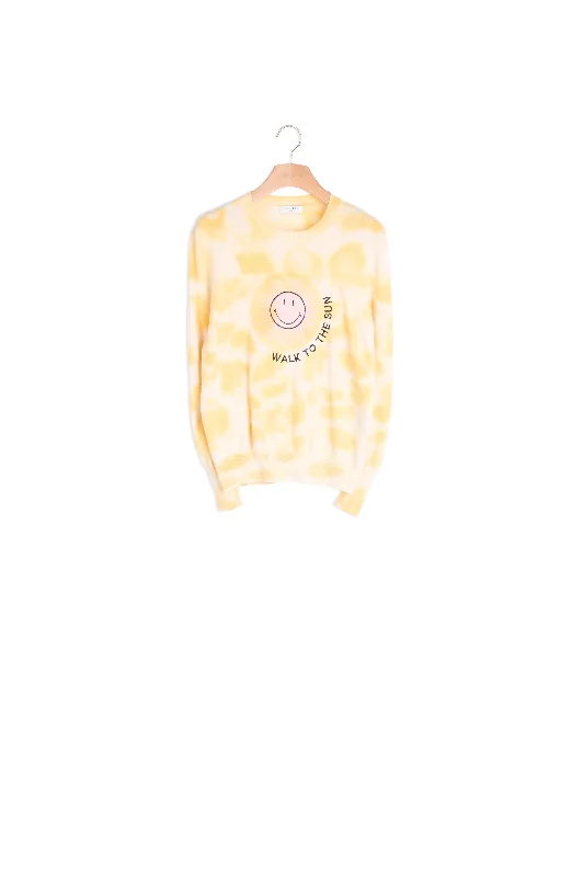 v neck women cardigan to elongate the necklineSmiley® Pull jacquard tie and dye
