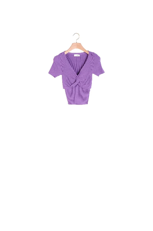 v neck women cardigan to elongate the necklinePull court noué