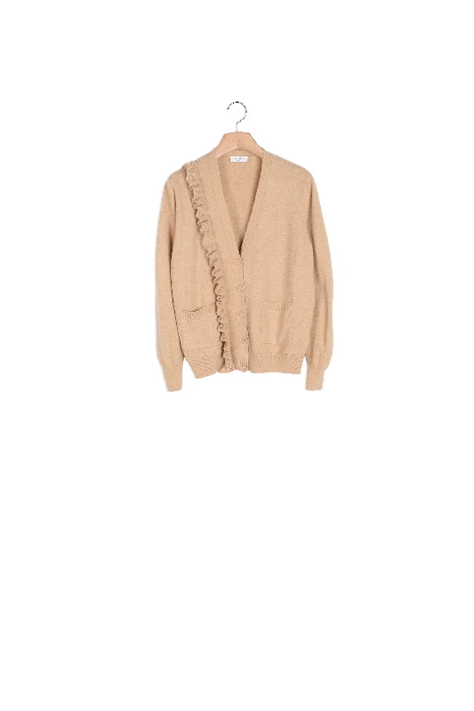 hooded women cardigan for added warmth and styleCardigan à volant asymétrique