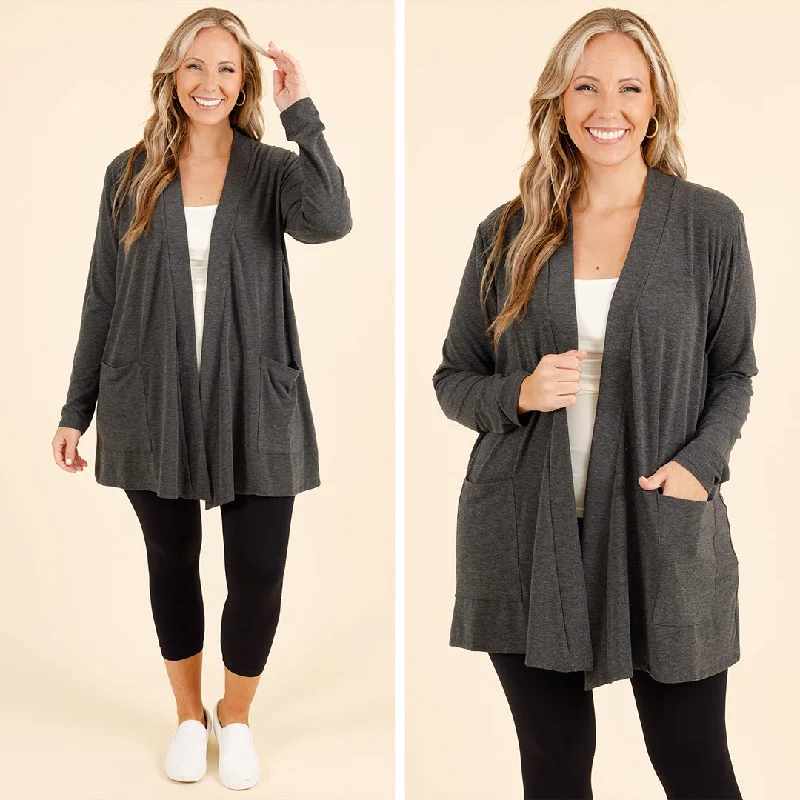 maternity women cardigan for expecting momsKindness and Compassion Cardigan, Charcoal