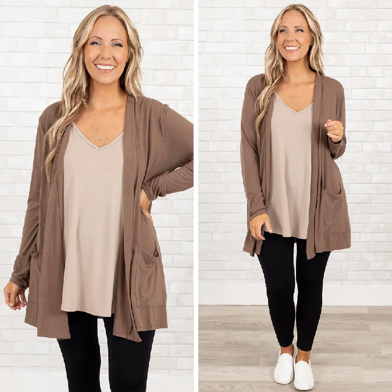 hand knitted women cardigan with artisanal charmKindness and Compassion Cardigan, Mocha hand knitted women cardigan with artisanal charmKindness and Compassion Cardigan, Mocha
