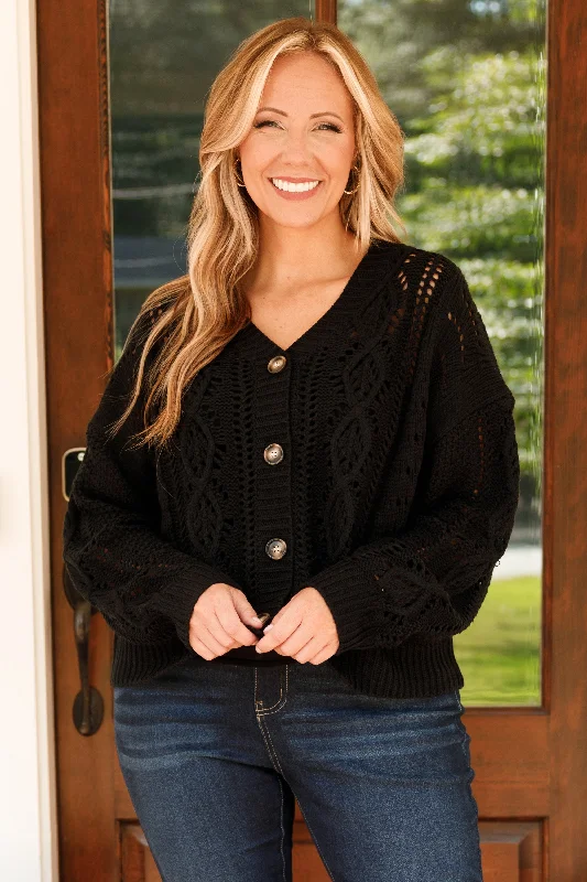boyfriend style women cardigan for a relaxed fitLuminous Smile Cardigan, Black