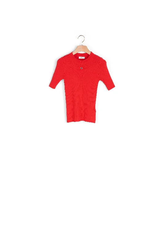 v neck women cardigan to elongate the necklinePull Rouge