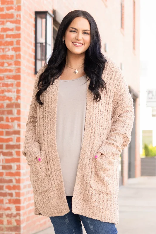 Snowed In Cardigan, Taupe