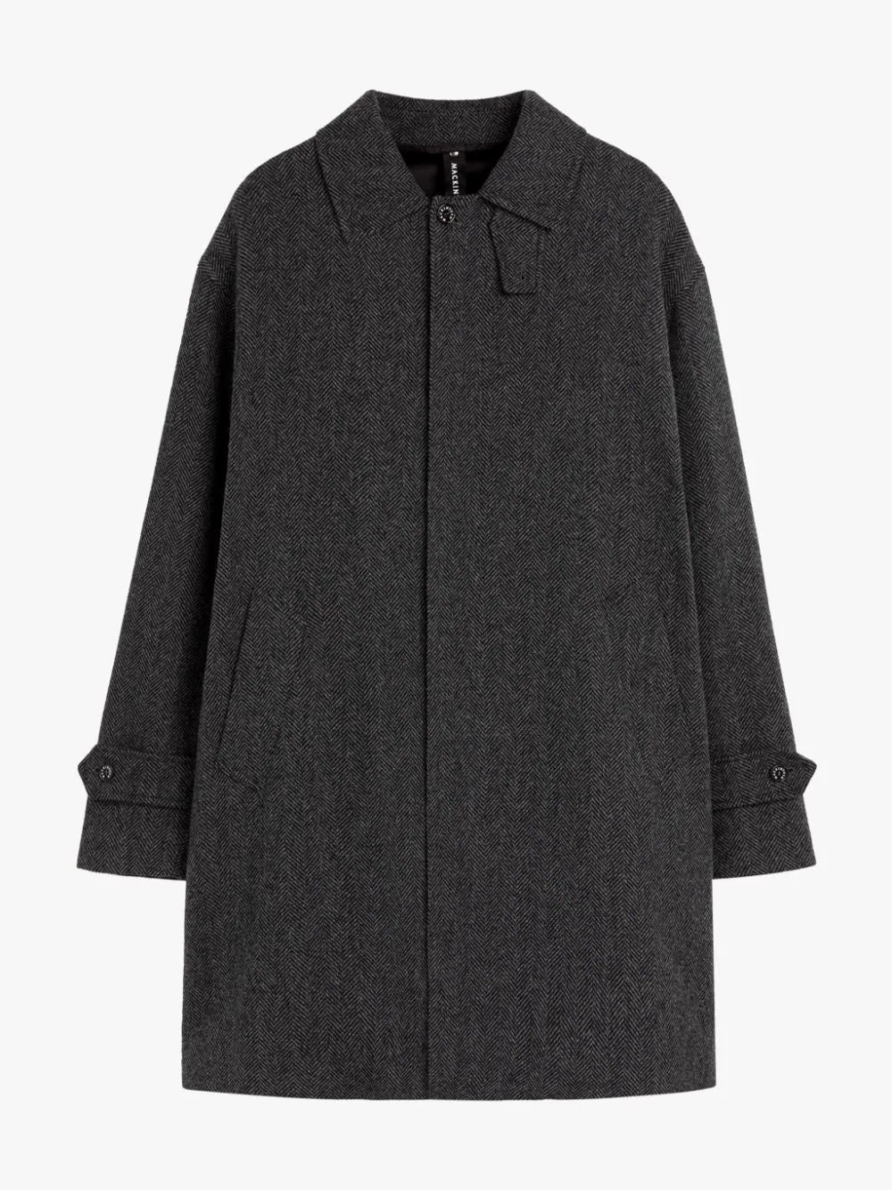 Button - down women's overalls for a traditional touchSoho Grey Herringbone Wool Overcoat