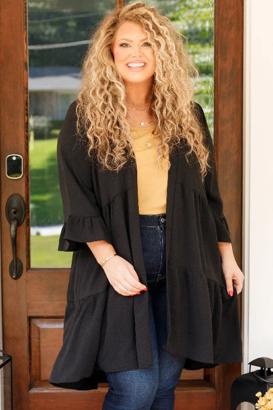 v neck women cardigan to elongate the necklineUnder The Moon Cardigan, Black