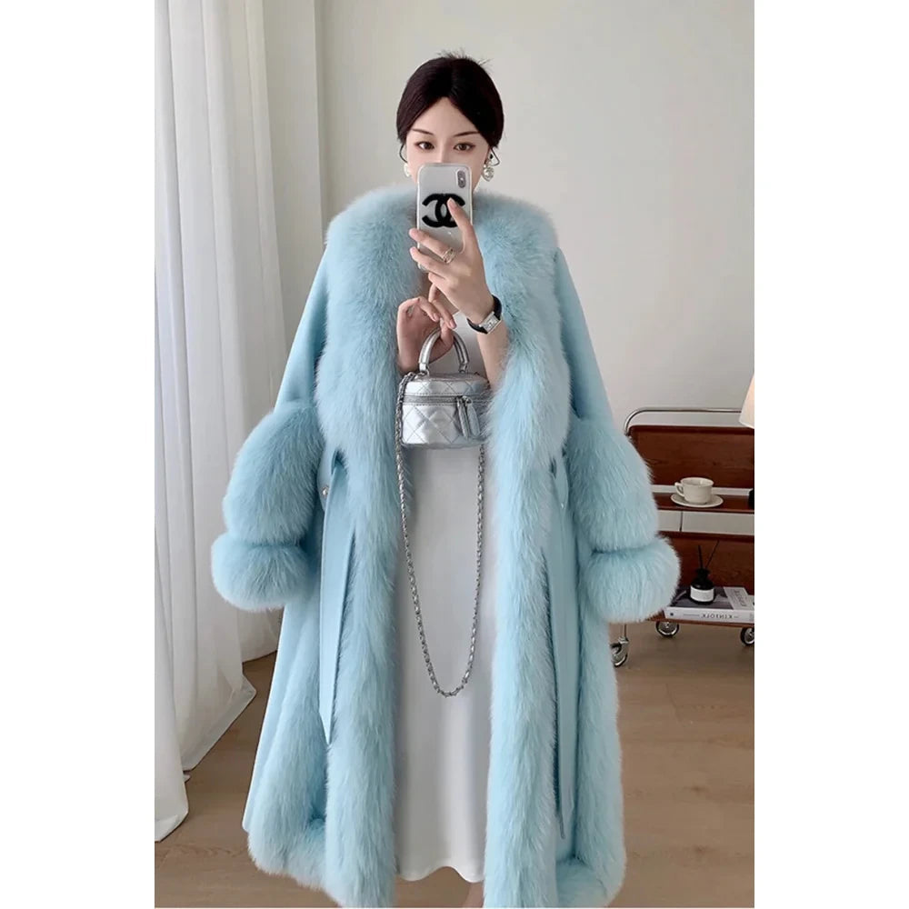 Women's overalls for a music festivalWomen's Winter Warm Real Wool Goose Down Fur Long Overcoat Women's overalls for a music festivalWomen's Winter Warm Real Wool Goose Down Fur Long Overcoat
