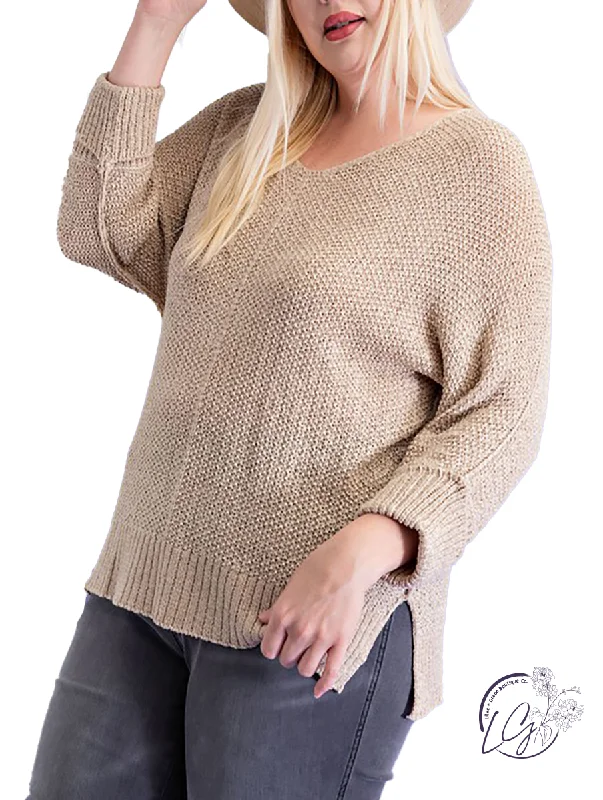 Bell - Sleeve Women's Mohair - Wool Blend SweatersCurvy More to Say Knit Sweater