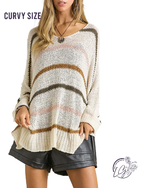 Boat Neck Women's Merino Wool Sweaters in Neutral ShadesCurvy More To Say Striped Sweater Boat Neck Women's Merino Wool Sweaters in Neutral ShadesCurvy More To Say Striped Sweater