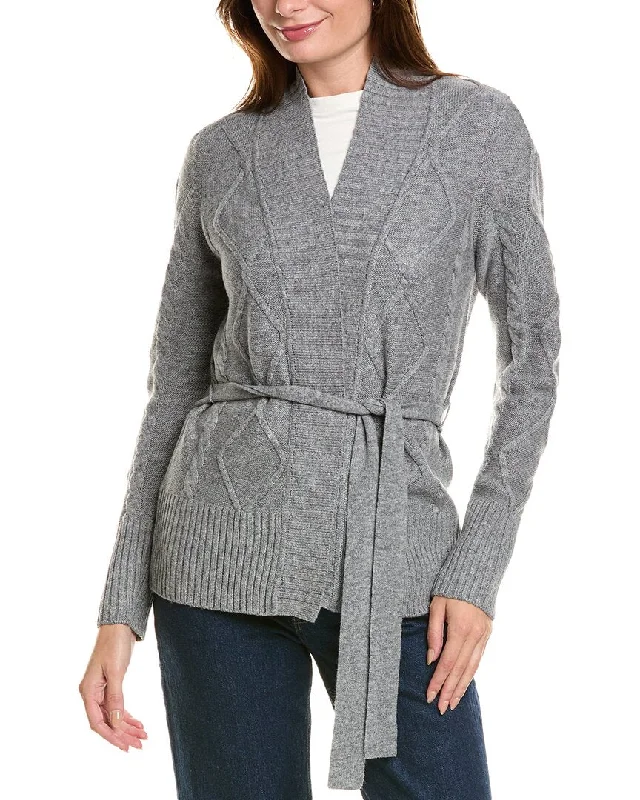 boyfriend style women cardigan for a relaxed fitForte Cashmere Belted Cable Wool & Cashmere-Blend Cardigan boyfriend style women cardigan for a relaxed fitForte Cashmere Belted Cable Wool & Cashmere-Blend Cardigan