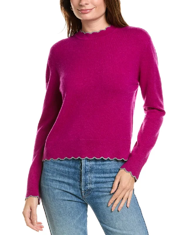 Forte Cashmere Scallop Edge Boxy Cashmere Sweater