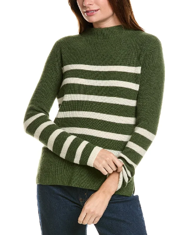 Forte Cashmere Stripe Funnel Neck Cashmere Sweater