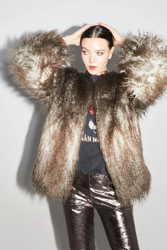 Imprevu Zephyr Tie And Dye Faux Fur Jacket