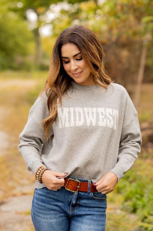 Tie - Front Women's Lambswool Sweaters in Pastel HuesMidwest Heathered Sweater