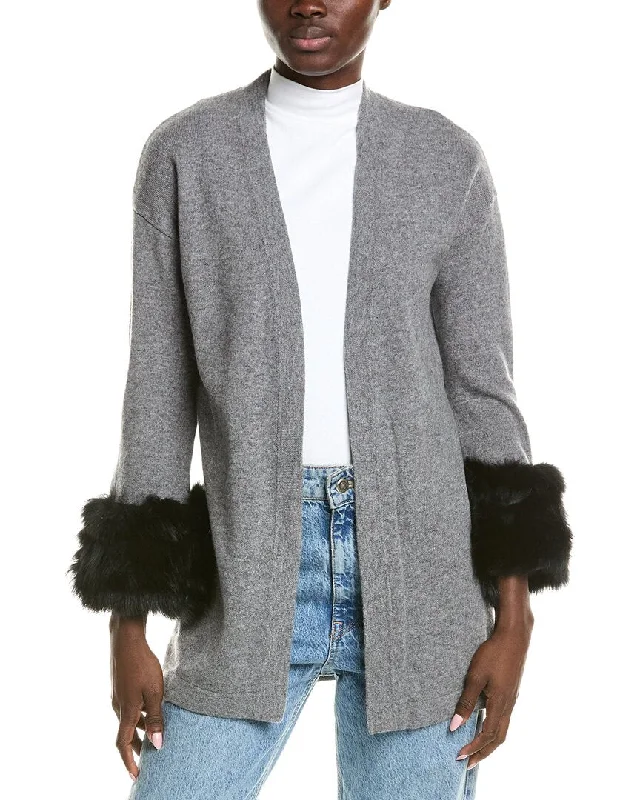 ribbed women cardigan with a classic textureQUINN Open Cashmere Cardigan