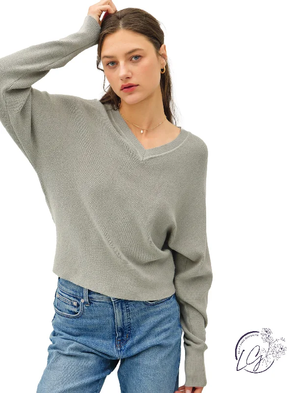 Plus Size Women's Ruffled Hem Sweaters in Floral PrintsSage Bliss Knit Sweater