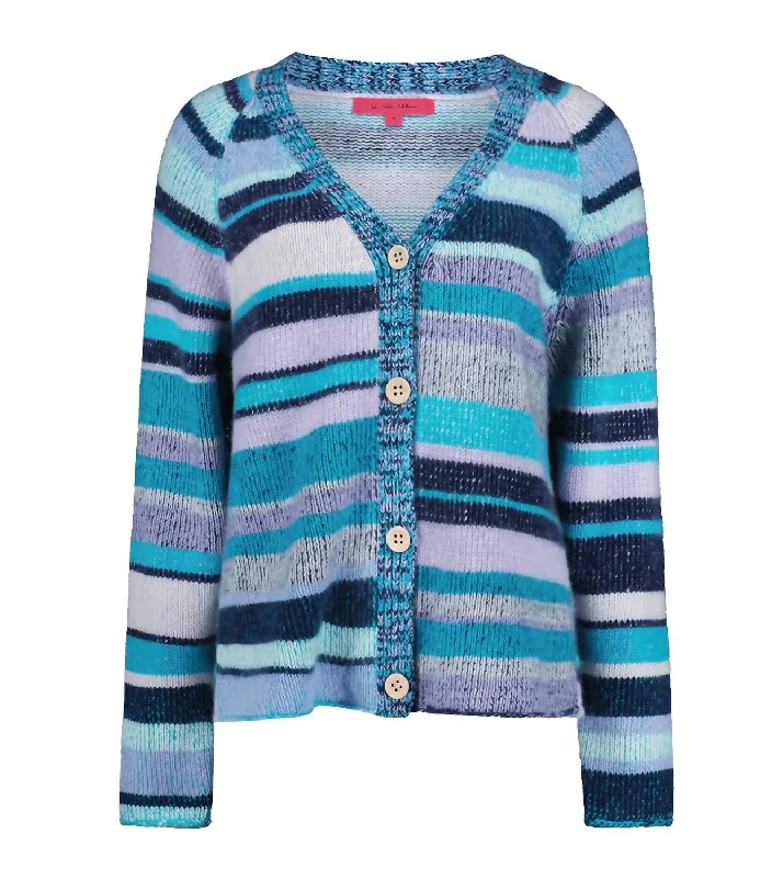 Women's Stripe Super Soft Cardigan In Blue Multi