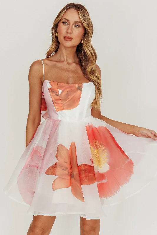 Lace - Embellished Women Dress for an Elegant and Sophisticated AppearanceAthens Flared Bow Mini Dress Off White Lace - Embellished Women Dress for an Elegant and Sophisticated AppearanceAthens Flared Bow Mini Dress Off White