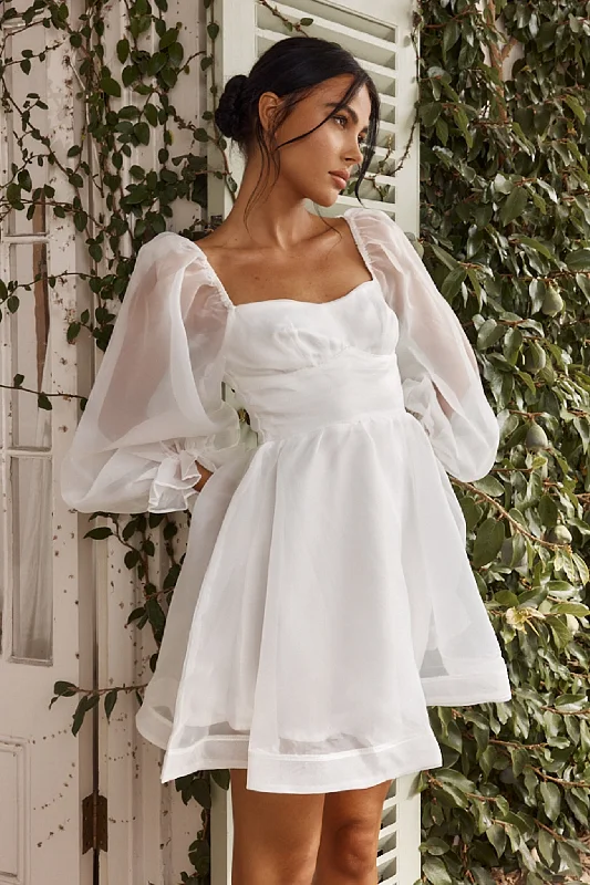 Halter Neck Women Dress to Show Off the Shoulders and NecklineI've Got Sunshine Long Sleeve Mini Dress White Halter Neck Women Dress to Show Off the Shoulders and NecklineI've Got Sunshine Long Sleeve Mini Dress White