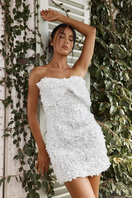 Sleeveless Women Dress in Bright Colors for Summer PartiesMa Cherie Bow Bust Embellished Mini Dress White Sleeveless Women Dress in Bright Colors for Summer PartiesMa Cherie Bow Bust Embellished Mini Dress White